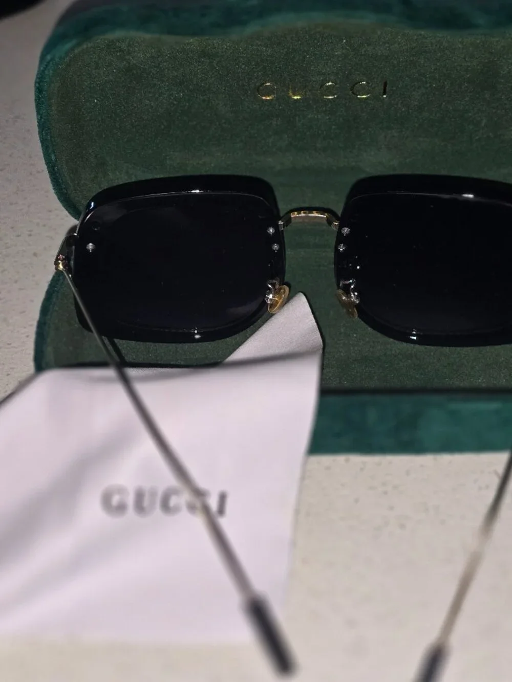 Gucci case, Microfiber Cloth and Sunglasses